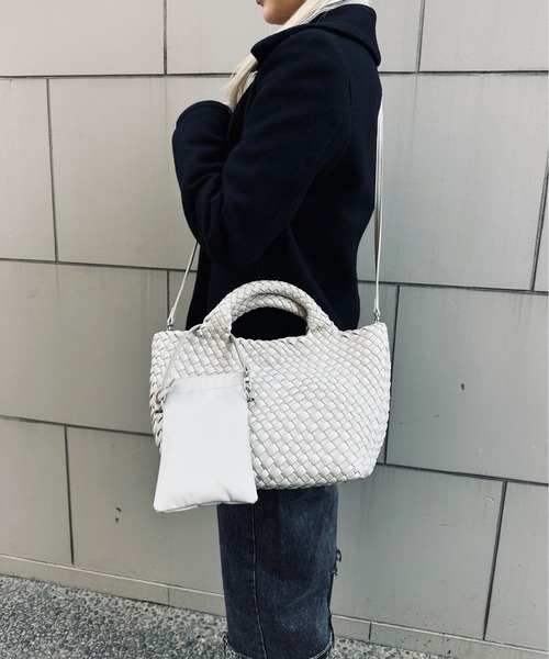 トートバッグ HERB/Intrecciato Middle Tote Bag with Pouch/ポーチ付きミドルトートバッグ レディース メンズの画像