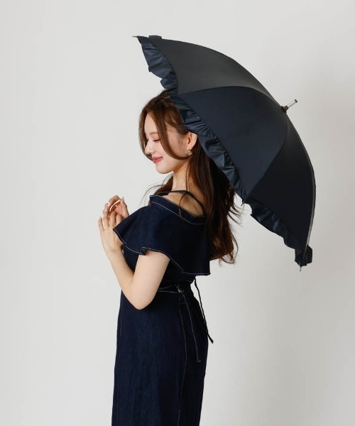dazzlin（ダズリン） 日傘 傘 軽量 「」無地アーチフリル晴雨兼用傘