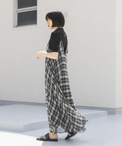 KBF（ケービーエフ） ワンピース チェックプリーツキャミワンピース