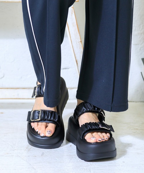 「attagirl」 フラットサンダル L ブラック レディース_画像2