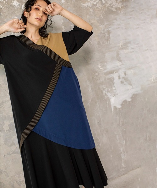 「OSMOSIS」 半袖ワンピース ONE SIZE ブラック レディース_画像7
