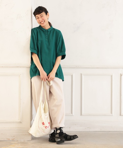 「soulberry」 半袖ブラウス M グリーン レディース_画像6