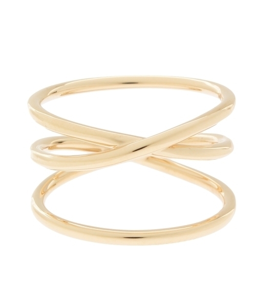 COCOSHNIK K10　ワンストローク一文字Xリング　 箱付き COCOSHNIK（ココシュニック） 指輪 リング K10ワンストローク一文字X