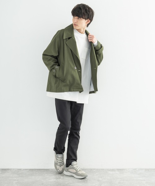 SERACE オーバーサイズドレープスタンドネックショートトレンチコート SERACE】Oversize drape stand neck short trench coat