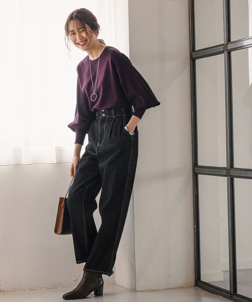 パンツ デニム ジーンズ ハイウエストタックデニムパンツ/925374 レディース | GLOBAL WORK | 15