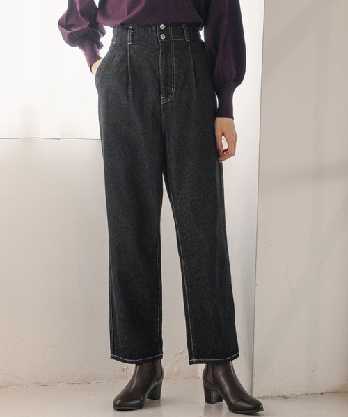パンツ デニム ジーンズ ハイウエストタックデニムパンツ/925374 レディース | GLOBAL WORK | 16
