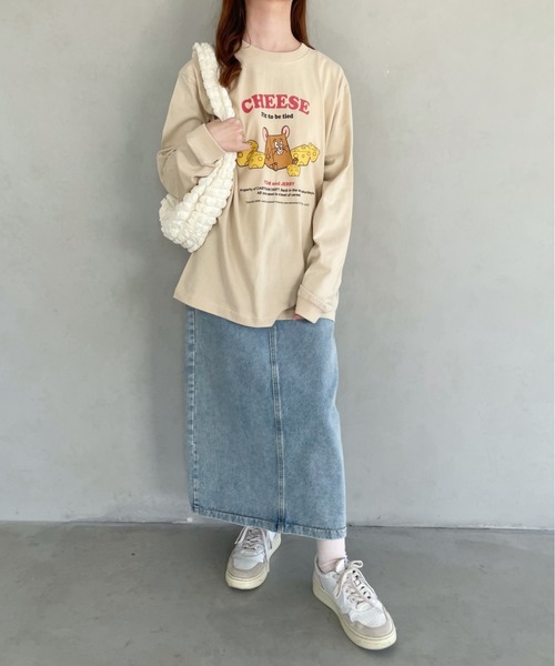 tシャツ TOM＆JERRY/トムとジェリー/ジェリー/CHEESE/ロングスリーブTシャツ/映画/キャラクター レディース TOM&JERRY/トムとジェリー/ジェリー/CHEESE/ロングスリーブT