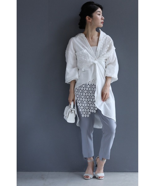 ブラウス シャツ 「PLUS」2WAYデザインシャツ レディース aquagarage シャツ ブラウス レディース 2wayネックブラウス