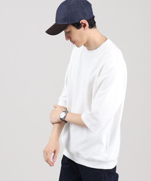 TAKEO KIKUCHI tシャツ 「抗菌防臭」スラブ 梨地 7分袖