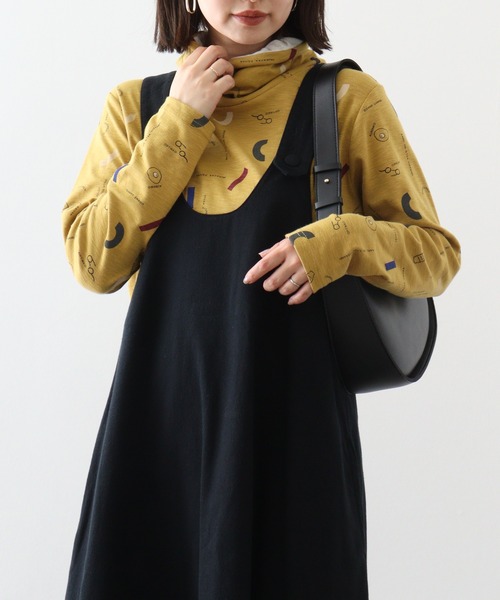 tシャツ EMAGO 朝食総柄プリントタートル レディース Emago tシャツ EMAGO 朝食総柄プリントタートル レディース