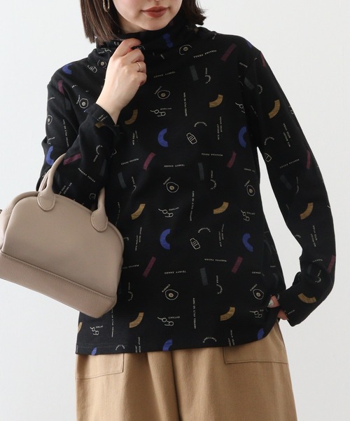Emago tシャツ EMAGO 朝食総柄プリントタートル レディース