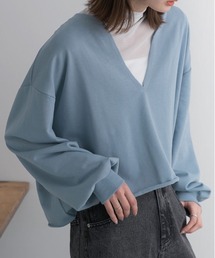 ad thie（アドティエ） トレーナー スウェット 切りっぱなし Vネック