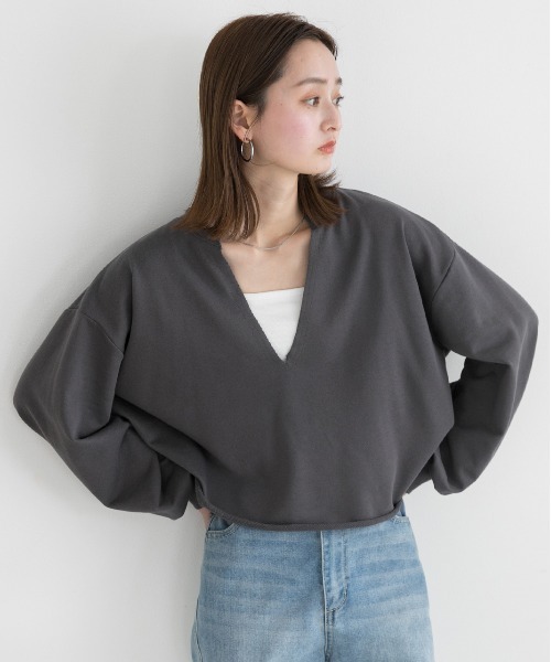 tシャツ スウェットVプルオーバー レディース Omekashi tシャツ スウェットVプルオーバー レディース