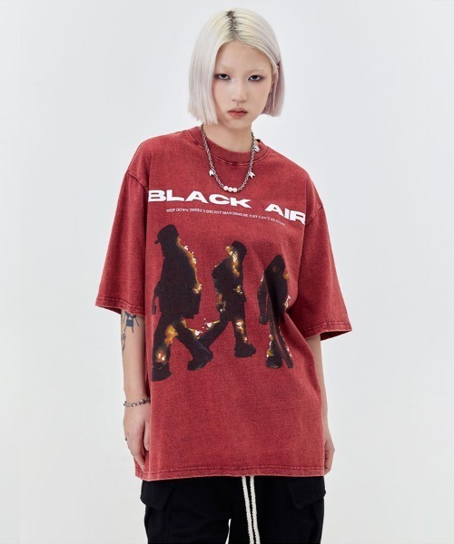 Ressaca tシャツ オーバーサイズ ウォッシュ加工ファイヤー