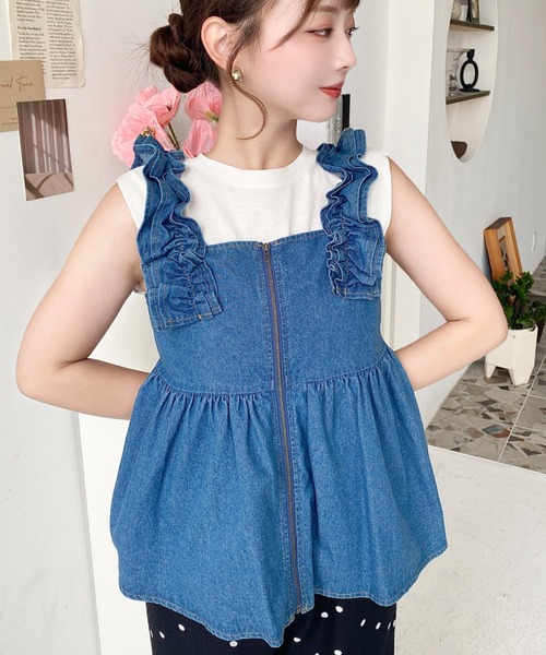 フリルチュニック 100cm＋simonetta mini コート WEB限定】裾フリルカットチュニック