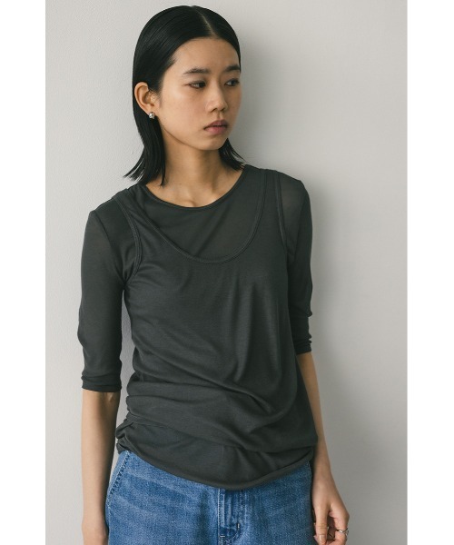 STYLEMIXER tシャツ 2ピースシアーレイヤードタンクT レディース