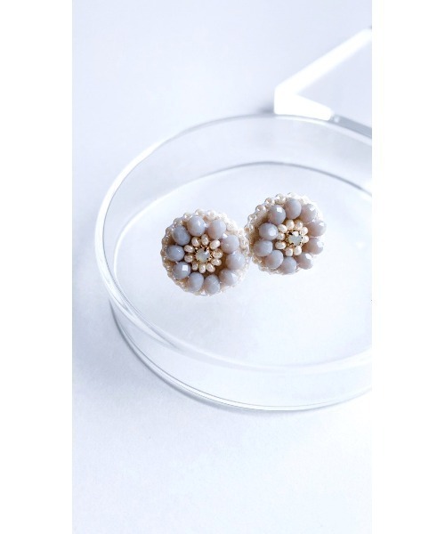TONE ピアス 「cheri」「金属アレルギー対応」ビーズ刺繍ピアス 花 