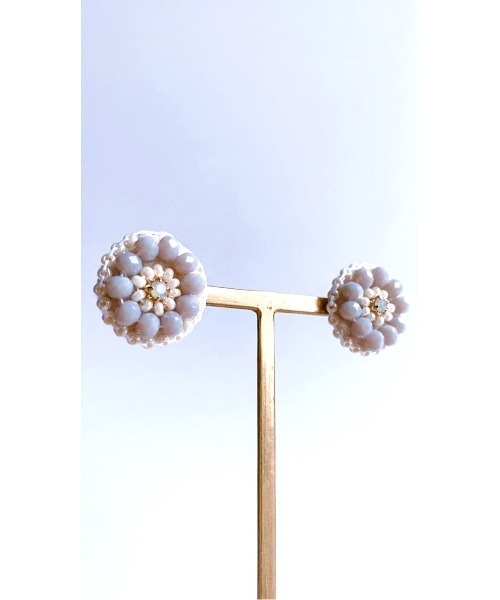 TONE ピアス 「cheri」「金属アレルギー対応」ビーズ刺繍ピアス 花 