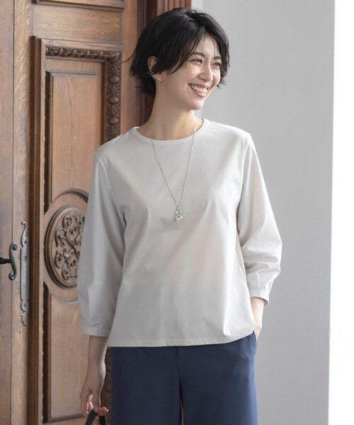 tシャツ プレーティングジャージー タックスリーブ カットソー レディース