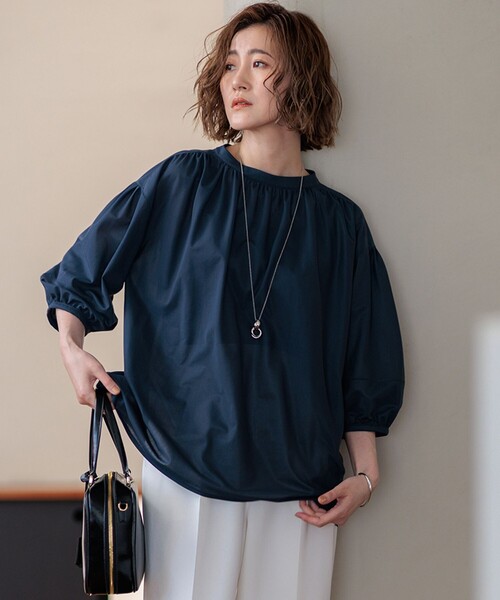 tシャツ 「洗える」クリアトリコットジャージー ギャザーデザイン カットソー レディース 23区 tシャツ 「新色追加/洗える」クリアトリコットジャージー