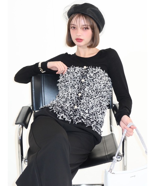 eimy istoire オールインワン チュールミックスニットツイード