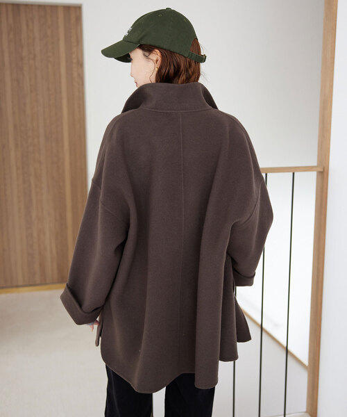 23AW タグ付き　スローブイエナ　ポンチョ　スタンドカラーダブルフェイス SLOBE IENA（スローブイエナ）の「《WEB限定/受注生産/追加3