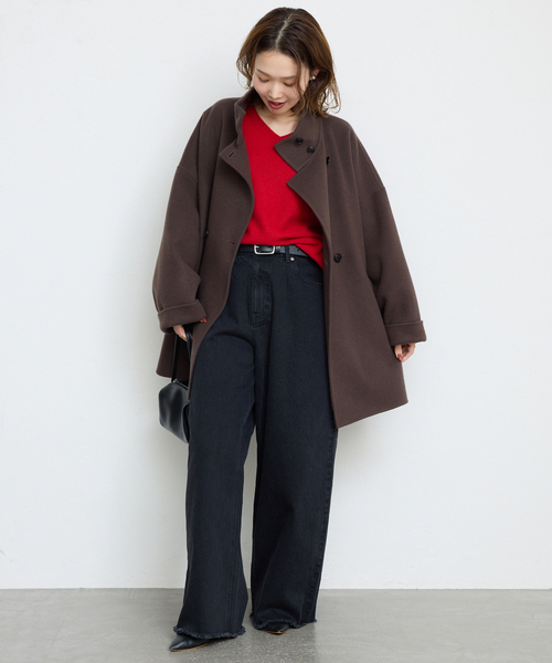 新品未使用 SLOBE IENA wool ダブルフェイススタンドコート SLOBE IENA｜souple woolダブルフェイスチェスターコート