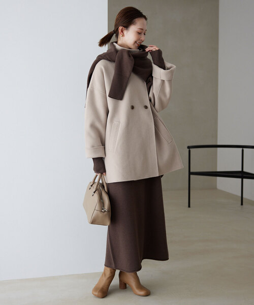 SLOBE IENA souple wool ダブルフェイスノーカラーコート スローブ イエナ SLOBE IENA souple woolダブルフェイス