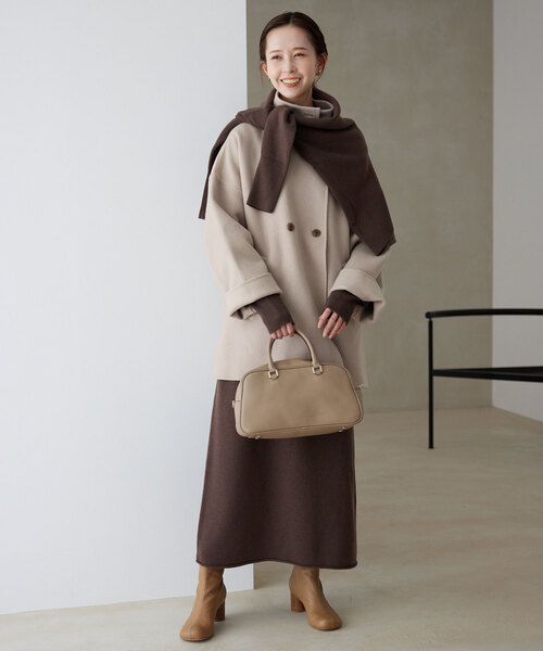 SLOBE IENA souple woolダブルフェイスノーカラーコート SLOBE IENA｜souple woolダブルフェイスチェスターコート