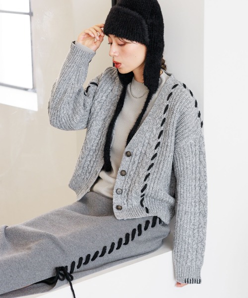 LAKOLE（ラコレ） ニット セーター 12ゲージリブ袖ボタンプルオーバー