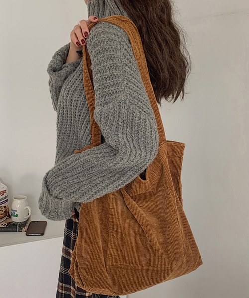 IRADOWL（アイラドール） トートバッグ コーデュロイ素材ダークカラー