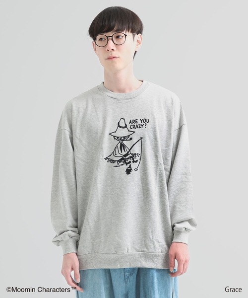 tシャツ フロッキープリント裏毛フーディトップス レディース MOOMIN トレーナー スウェット ムーミン キャラクター