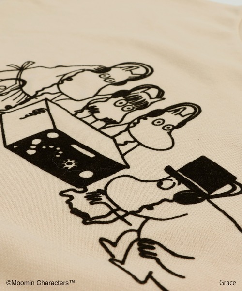 tシャツ フロッキープリント裏毛フーディトップス レディース MOOMIN トレーナー スウェット ムーミン キャラクター