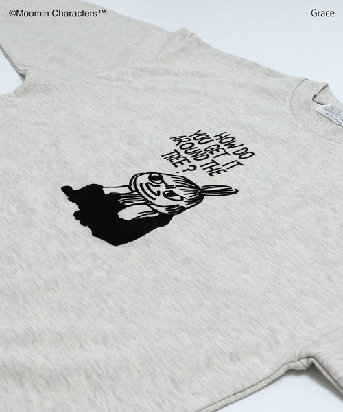 tシャツ フロッキープリント裏毛フーディトップス レディース MOOMIN トレーナー スウェット ムーミン キャラクター