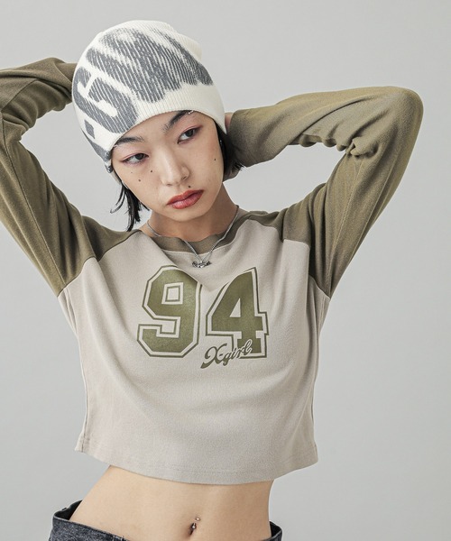 X-girl（エックスガール） tシャツ NUMBERING RAGLAN L/S BABY TEE