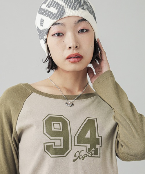 X-girl（エックスガール） tシャツ NUMBERING RAGLAN L/S BABY TEE
