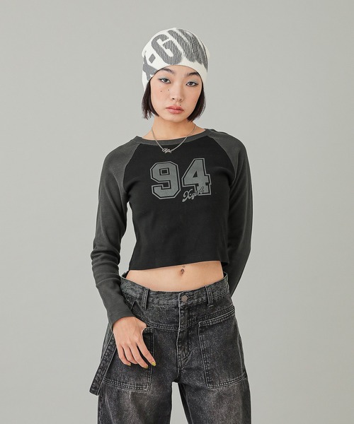 X-girl（エックスガール） tシャツ NUMBERING RAGLAN L/S BABY TEE