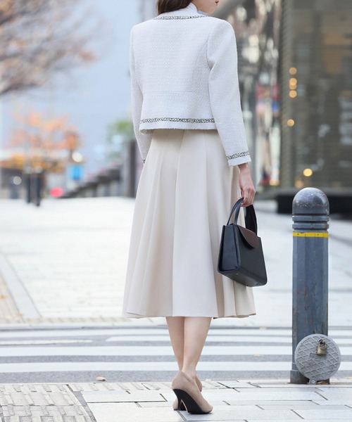 Flolia（フロリア） セットアップ ツイードノーカラージャケット