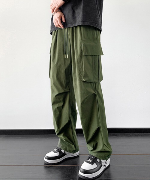 AsaAura カーゴパンツ カーゴパンツ メンズゆったりワイドパンツ