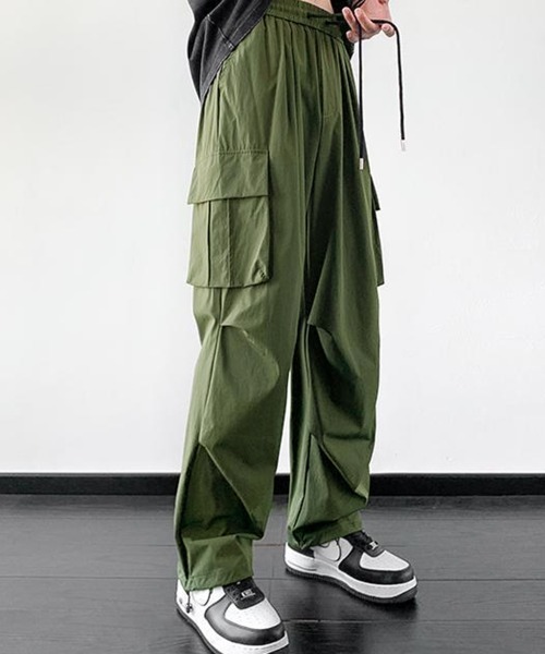 AsaAura カーゴパンツ カーゴパンツ メンズゆったりワイドパンツ