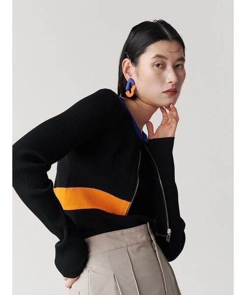 新品♡UN3D. ショートニットジップカーデ　short kt zip cd 黒 UN3D. カーディガン SHORT KT ZIP CD / ショートニットジップ