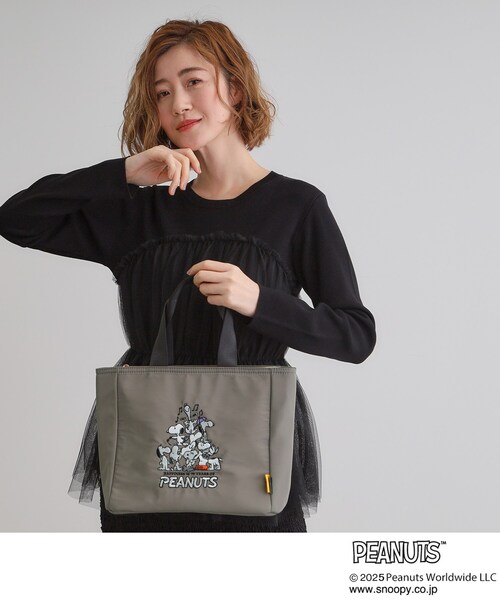 PEANUTS トートバッグ 「PEANUTS75th」ナイロン刺繍トート レディース