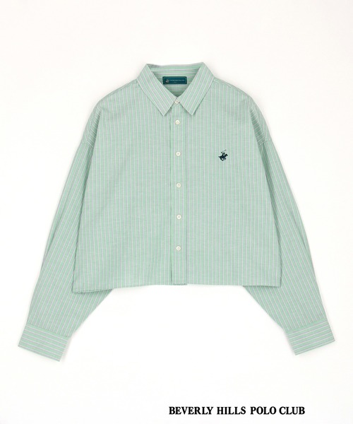 ブラウス シャツ 「BEVERLY HILLS POLO CLUB」クロップド レギュラーカラー シャツ レディース セール】【BEVERLY HILLS POLO CLUB】クロップド レギュラー