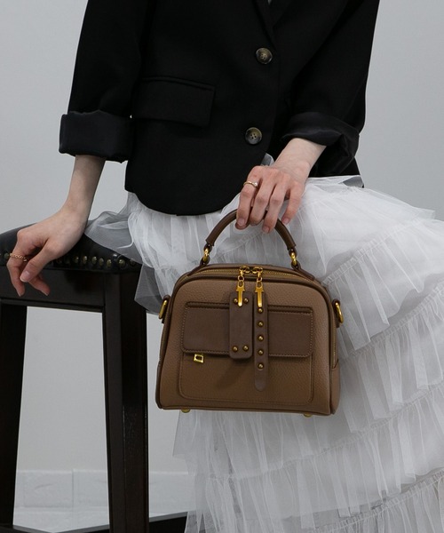 pumpkin port ショルダーバッグ バッグ ロゴベルト付Wファスナー