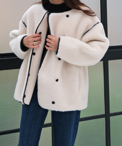 AKTE（アクテ） ノーカラージャケット FREE ホワイト レディース