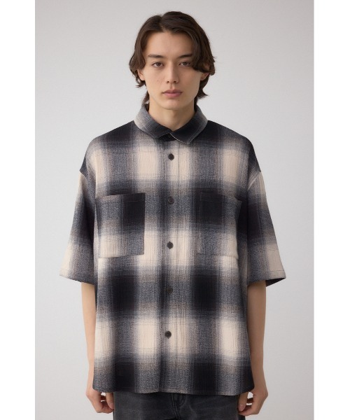 【新品】【moussy】定価の約半額‼️ ネイビー 半袖シアーチェックシャツ シアーチェックシャツ[品番：AZLW0023544]｜AZUL BY MOUSSY