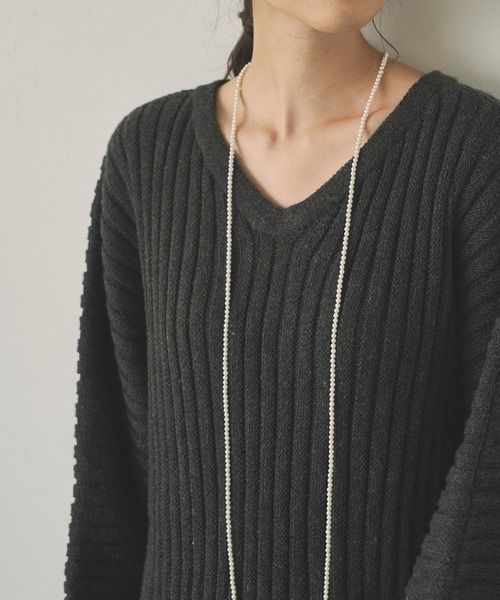 「Audrey and John Wad」 Vネックニット FREE ライトグレー レディース_画像8