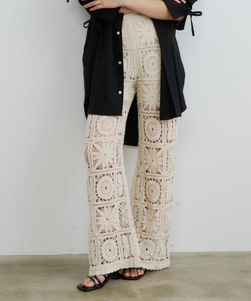 ♡出品 DFFUR. パンツ トーションパネルレースパンツ レディース