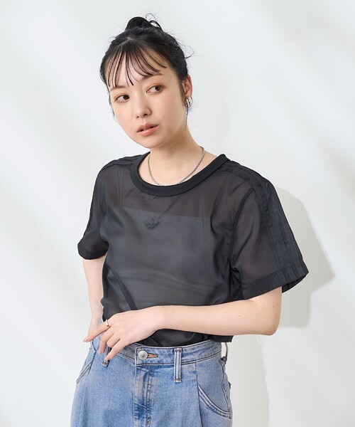Tシャツ・カットソー 3STRIPES T-SHIRT FREAK'S STORE tシャツ adidas/アディダス SHEER 3STRIPES TEE