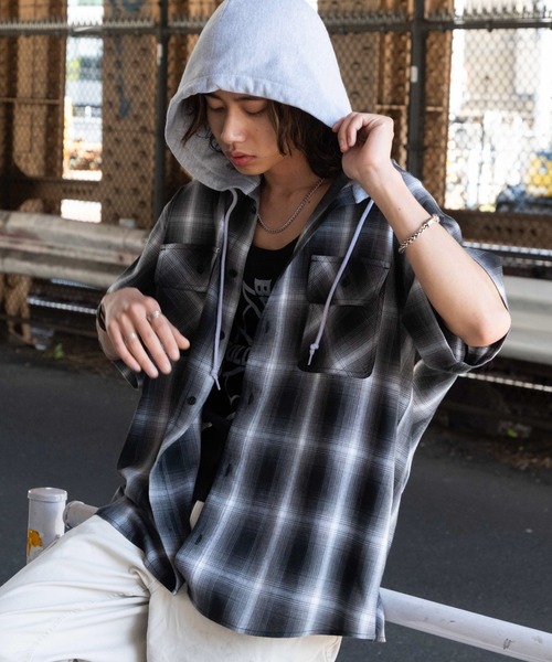 WEGO（ウィゴー） シャツ WEGO/オンブレチェックフードシャツ メンズ